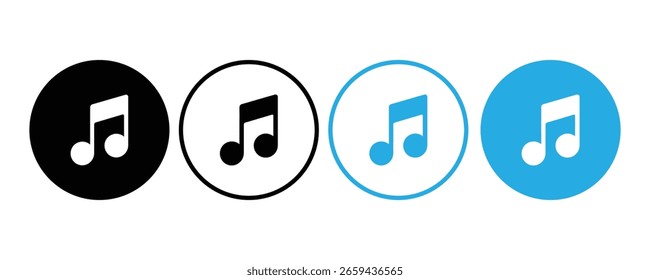 ícone de nota de música definir vetor em fundo branco.