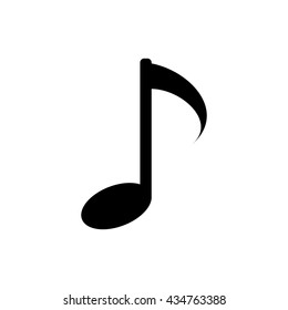 Music note icon. Silhouette flat design symbol. Vector illustration