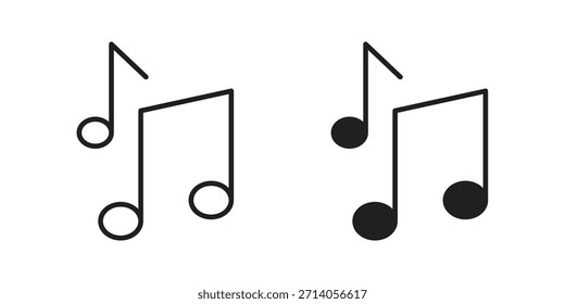 Ícone de nota musical silhueta projetos vetoriais. Traçados editáveis