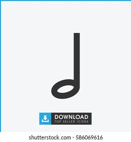 music note icon. Simple filled music note icon. On white background.