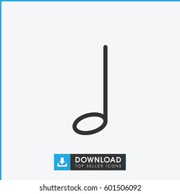 music note icon. simple outline music note vector icon. on white background.