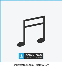 music note icon. simple outline music note vector icon. on white background.