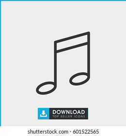 music note icon. simple outline music note vector icon. on white background.