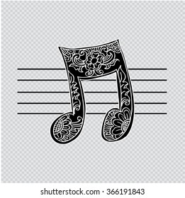 Music note icon. Sketch.