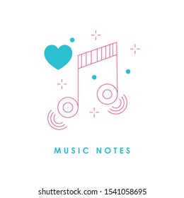 
Music note icon. Sound and melody sign, Vector illustration