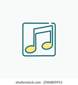 Music note icon in square frame. Simple and stylish music note icon design within a square frame. Perfect for use on websites, apps, and other digital platforms.