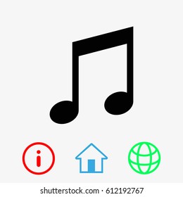 Music note icon stock vector illustration flat design