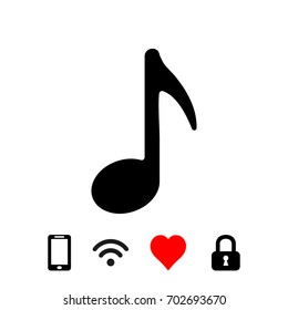 Music note icon stock vector illustration flat design