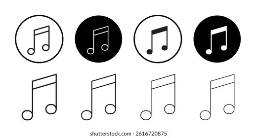music note icon Thin line illustration set