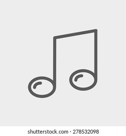 Music note icon thin line for web and mobile, modern minimalistic flat design. Vector dark grey icon on light grey background.