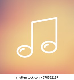 Music note icon thin line for web and mobile, modern minimalistic flat design. Vector white icon on gradient mesh background.