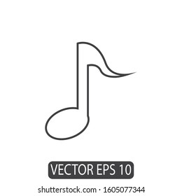 Music Note Icon In Trendy Flat Design
