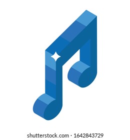 Music note icon in trendy isometric style. Music note vector for your website design music logo.