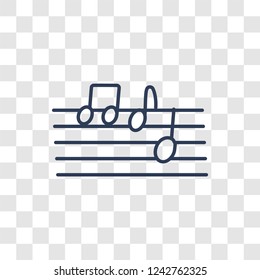 Music note icon. Trendy linear Music note logo concept on transparent background from Music collection