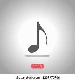 Music note icon. Icon under spotlight. Gray background