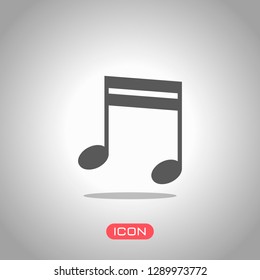 Music note icon. Icon under spotlight. Gray background