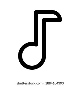 vector de icono de nota musical para la interfaz de símbolos de música o audio. adecuado para elemento de interfaz de usuario aislado en fondo blanco