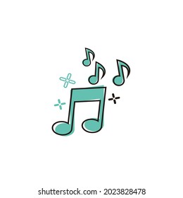 Music note icon, vector cartoon tone in comic style. Pictogram illustration of sound media concept.