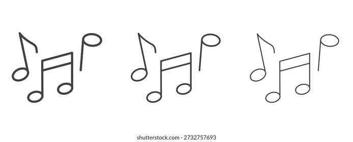 Icono de nota musical Vector Gráficos. Iconos de líneas delgadas negras