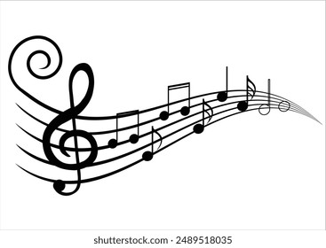 music note icon vector hand drawn 