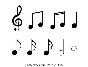 music note icon vector hand drawn 