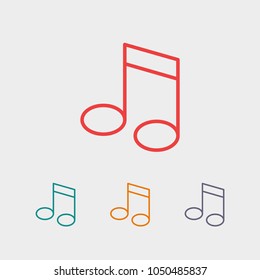 Music note icon vector illustration. Linear symbol with thin outline. The thickness is edited. Minimalist style.