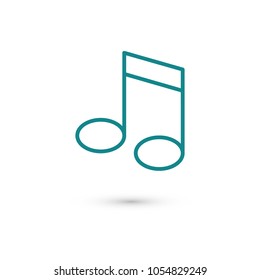 Music note icon vector illustration. Linear symbol with thin outline. The thickness is edited. Minimalist style.