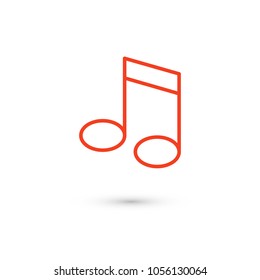 Music note icon vector illustration. Linear symbol with thin outline. The thickness is edited. Minimalist style.