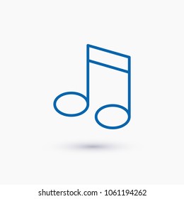 Music note icon vector illustration. Linear symbol with thin outline. The thickness is edited. Minimalist style.