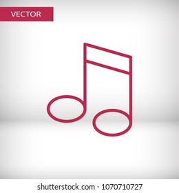 Music note icon vector illustration. Linear symbol with thin outline. The thickness is edited. Minimalist style.