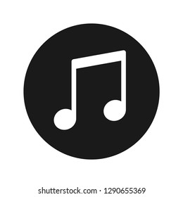 Music note icon vector illustration design isolated on flat black round button