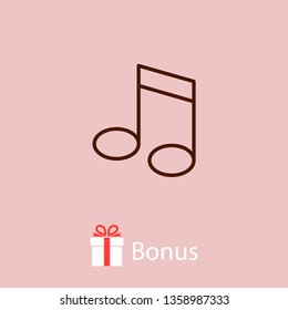 Music note icon vector illustration. Linear symbol with thin outline. The thickness is edited. Minimalist style.