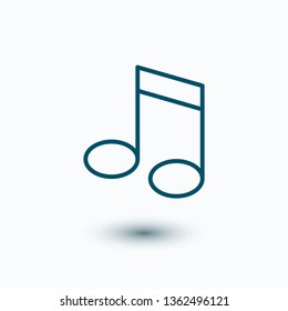 Music note icon vector illustration. Linear symbol with thin outline. The thickness is edited. Minimalist style.