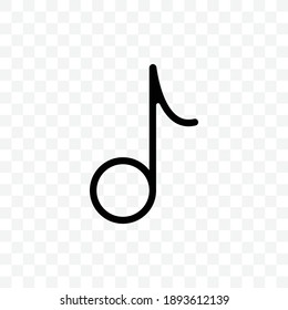 Music note icon vector illustration isolated sign symbol - black and white style in transparent background.