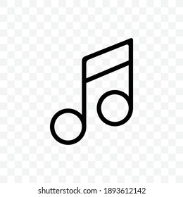Music note icon vector illustration isolated sign symbol - black and white style in transparent background.