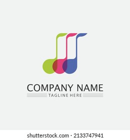 Music note Icon Vector illustration design Sound waves, audio, equalizer, abstract, head set logo vector illustration design template