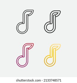 Nota de música Icono Diseño de ilustración Vector de iconos Olas de sonido, audio, ecualizador, abstracto, conjunto de cabezales logo ilustración de diseño vectorial