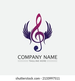 Music note Icon Vector illustration design Sound waves, audio, equalizer, abstract, head set logo vector illustration design template