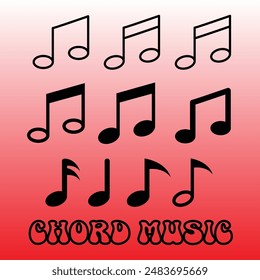 Diseño de Ilustración vectorial de iconos de notas musicales