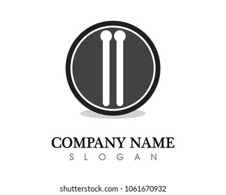 Music note Icon Vector stick drum icon vector logo 
