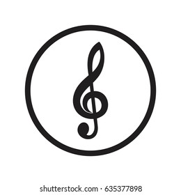 Music note icon vector,violin clef, key