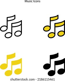 music note icons isolated on white background with deferent style. music icon web. music icon vector illustration. music icon trendy.