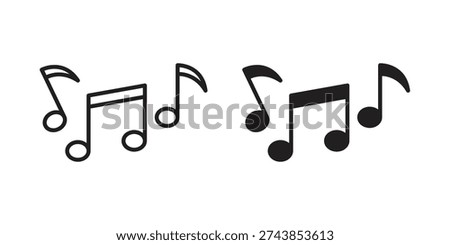 Music note icons. Line Illustration Vector Template. Clipart concept illustration
