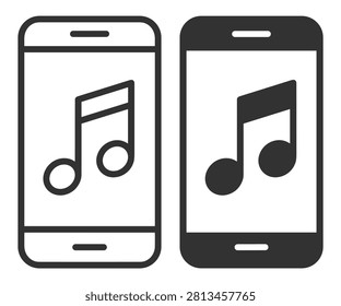 music note icons on smartphone screens digital technology illustration on transparent background