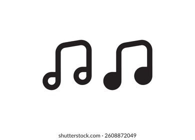 Music note icons in outline and solid style Vector