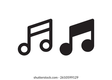 Music note icons in outline and solid style Vector