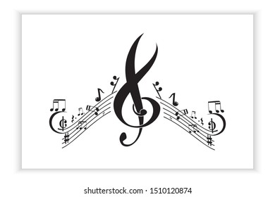 Music note icons, music scale, music element vector