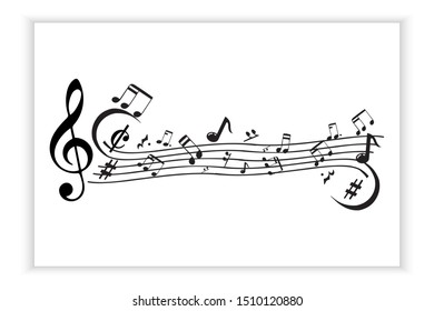 Music note icons, music scale, music element vector