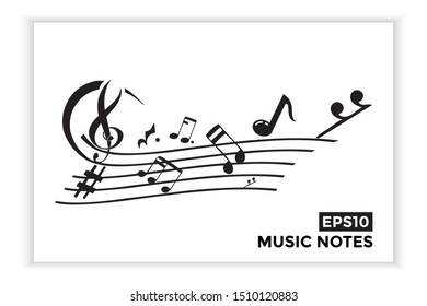 Music note icons, music scale, music element vector