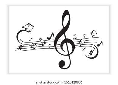 Music note icons, music scale, music element vector
